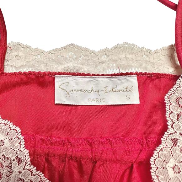 Givenchy Intimates | Women | Vtg 80s Red Satin Lace Slip Dress Robe Set | Small - Picture 10 of 16
